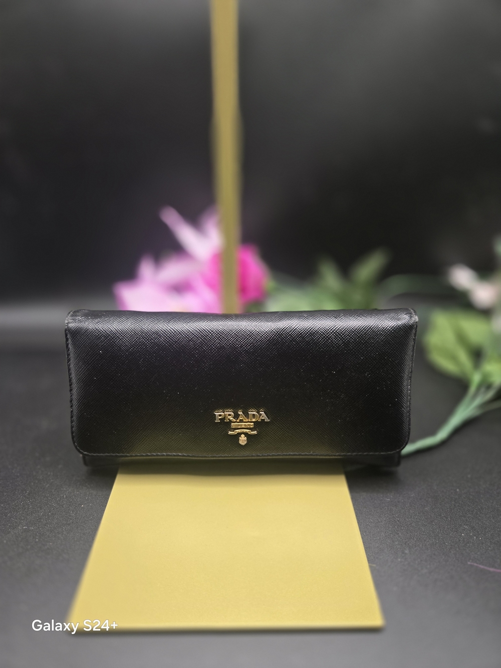 Authentic Prada Black Saffiano Leather Continental Wallet
